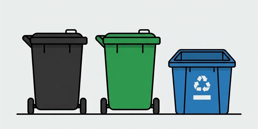 Two carts and one recycling bin
